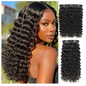 Human Hair Bundles Extensions 3x14" 2x16" Deep Wave Unprocessed 14 14 14 16 16